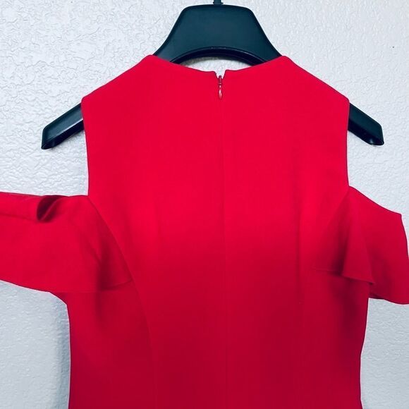 Elie Tahari Red Off the Shoulder Formal Cocktail Party Dress 0 - Picture 3 of 8